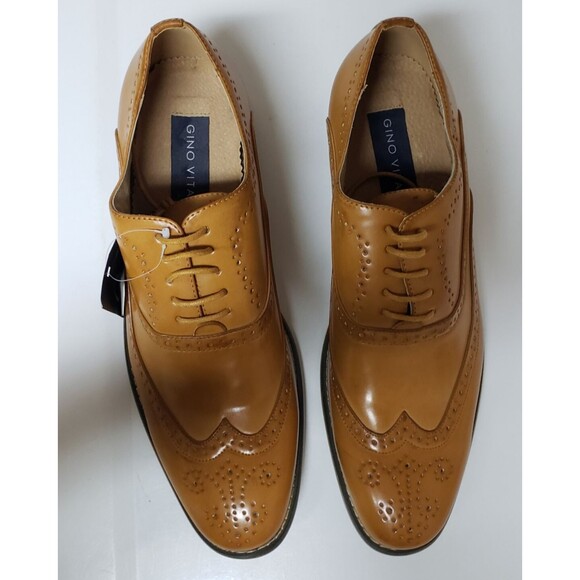 Geno Vitale Men’s Wingtip Oxford Shoes Genuine Leather Tan Size 11 NWOB  Formal main image 7